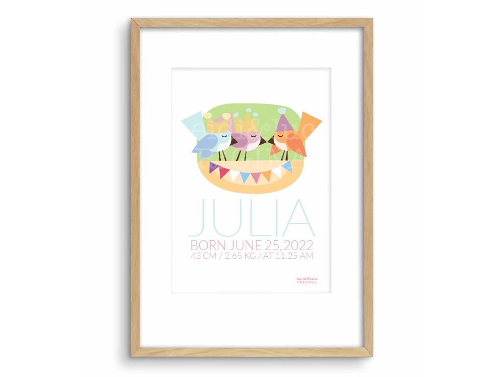 Little Birdies Birth Print