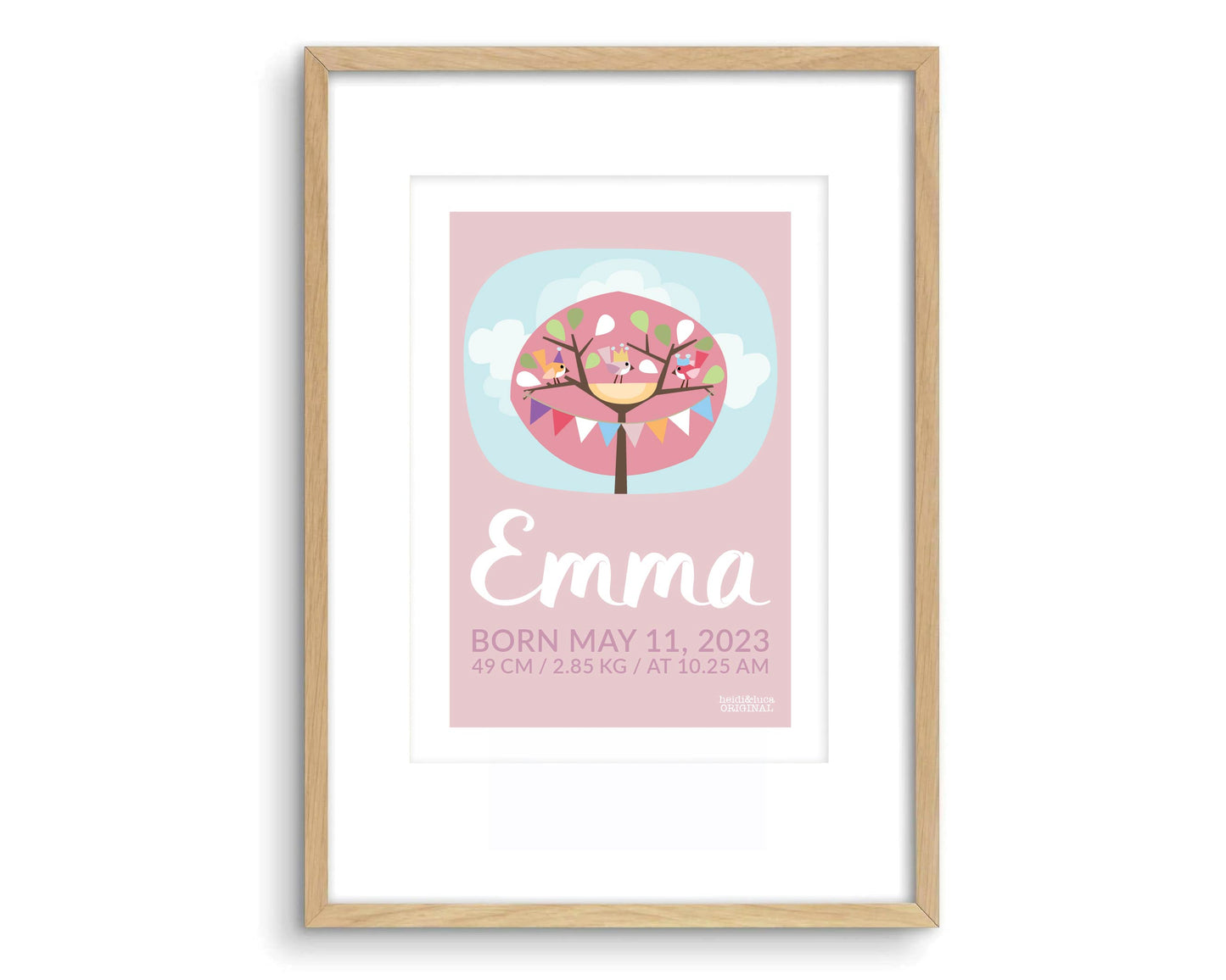 Little Pink Tree Party Birth Print