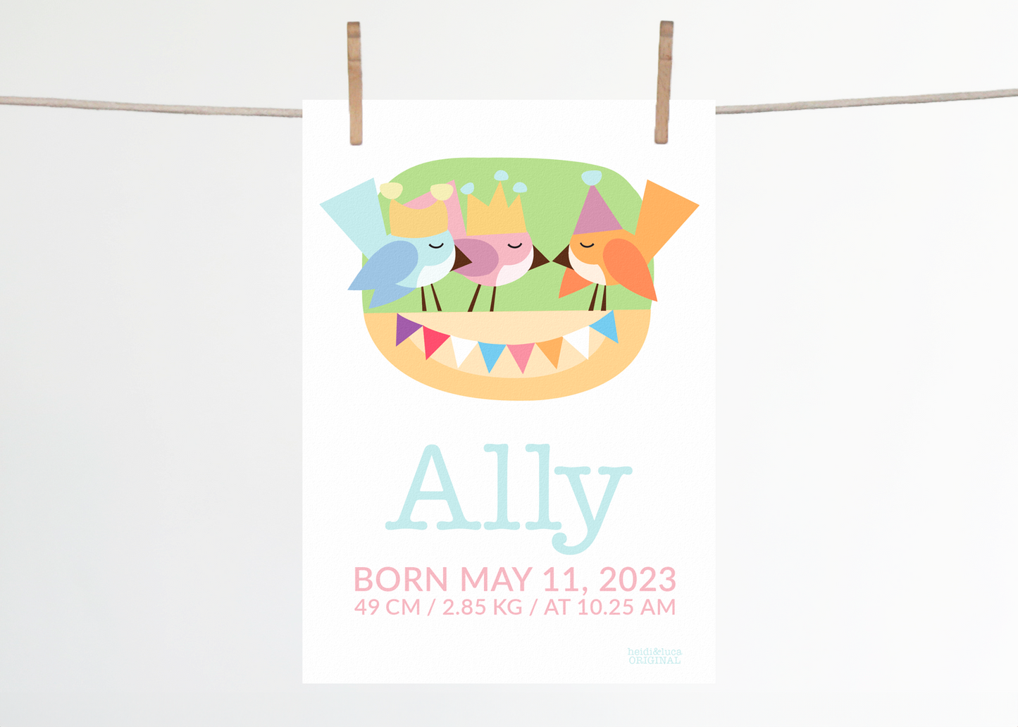 Little Birdies Birth Print