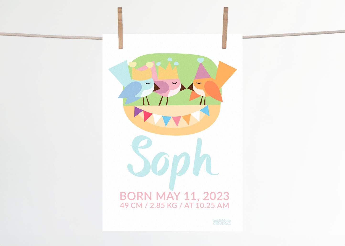 Little Birdies Birth Print