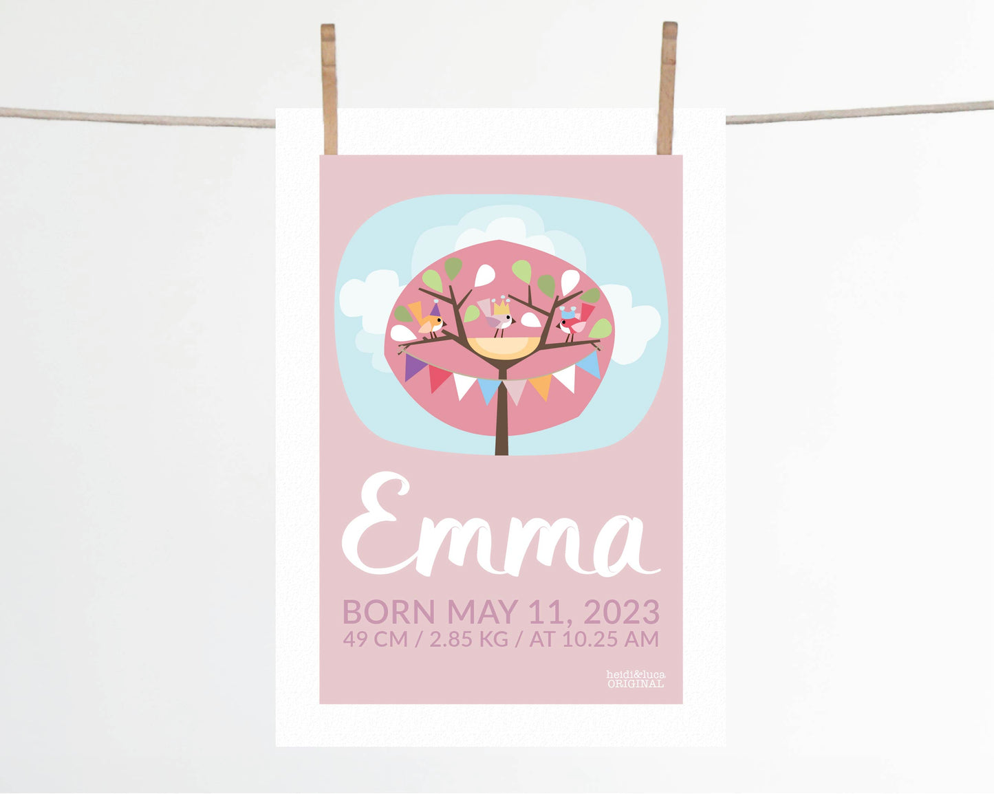 Little Pink Tree Party Birth Print