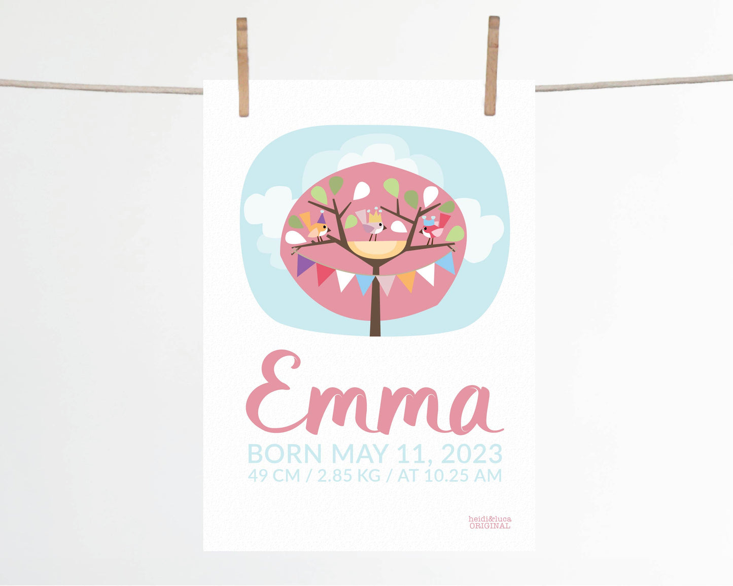 Little Pink Tree Party Birth Print