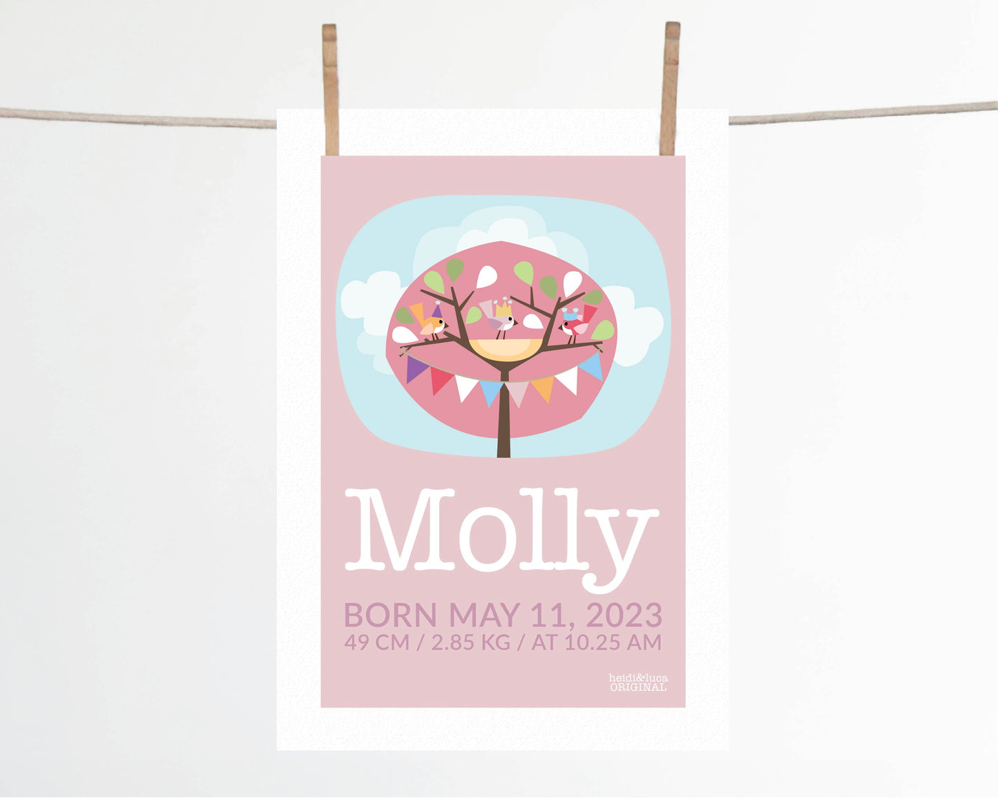 Little Pink Tree Party Birth Print