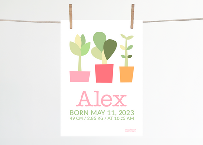 My Little Garden Birth Print