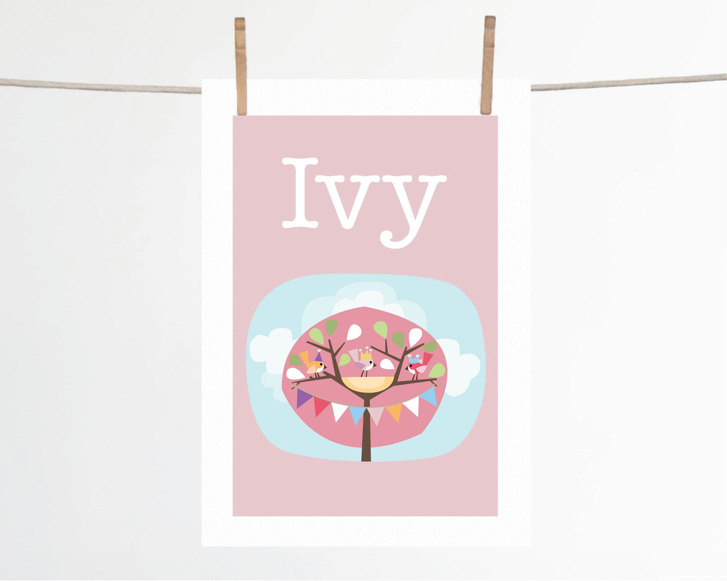 Little Pink Tree Party Name Print